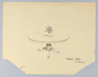 Design for a Dining Table of Mahogany with a Flower Vase