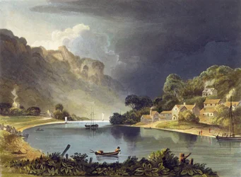 View down the River at the New Weir, plate 13 from 