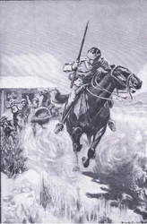 Escape of a scout, from After Pretoria: The Guerilla War published by Harmsworth Bros Limited