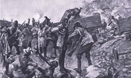 The Wrecking of the Train Near Taaibosch, from After Pretoria: The Guerilla War