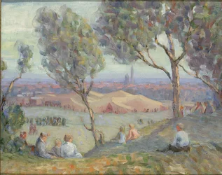 View from Arlington Heights, with Chautauqua Tents and the Washington Monument in the Background