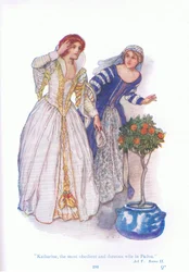 Katherine the most obedient and duteous wife in Padua (The Taming of the Shrew), from Tales from Shakespeare pub. by Ward Lock & Co Ltd