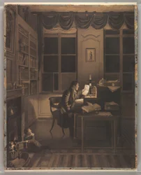 Interior with a Man Reading at His Desk, 1827