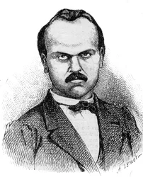 Portrait of Louis Noir (1837-1901) French writer - engraving by Lemot of 1870