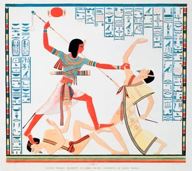 Second scene on the southern wall of the interior of the Great Temple at Abu Simbel, 1888