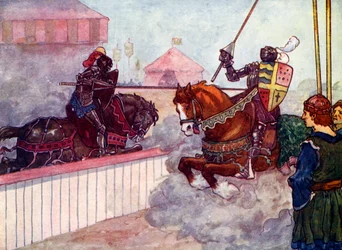 The Count rode again and again at Edward till his lance was splintered in his hand