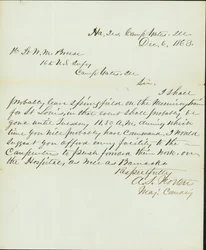 Letter signed A.S. Norton, Major Commanding, Head Quarters, Camp Yates, Ill., to 1st Lieutenant W.M. Breese, 16th U. S. Infantry, Camp Gates, Ill., December 6, 1863