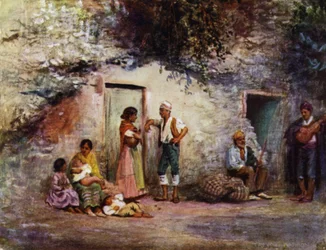 Granada, Gypsies at the Doors of their Caves