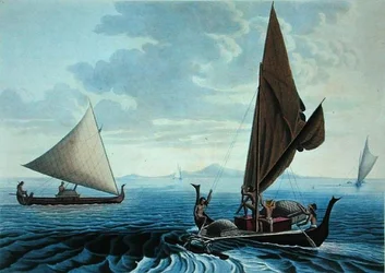 View of the Island of Tinian: Dugout Canoes from the Caroline Islands, from 