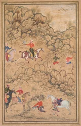 Hunting with Falcons in a Landscape, c. 1558-1560, borders added probably 1700s