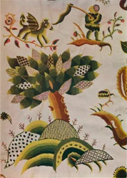 Detail of English Crewel Work Bed-Curtain