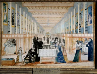 View of the Infirmary of Charite During a Visit by Anne of Austria