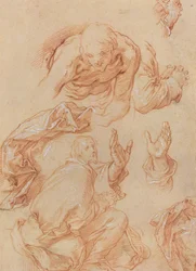 Studies of Hands and Bending Figures