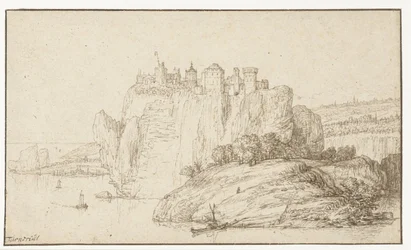 Castle on a Rock in a River Landscape