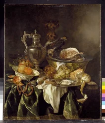 Still Life with a Silver Wine Jar with a Reflected Portrait of the Artist