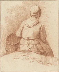 Seated Fisherwoman with a Basket on Her Arm, Seen from the Back