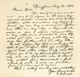 Letter from Abraham Lincoln to Alden Hall, dated February 14, 1843