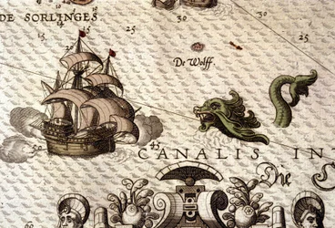 A marine monster attacking a galleon (detail)