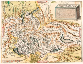 Geography map of the Swiss and French Alps including lakes from 