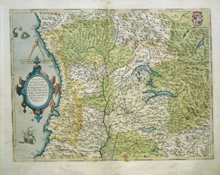 Map of the Duchy of Milan, Italy, from Theatrum Orbis Terrarum by Abraham Ortelius