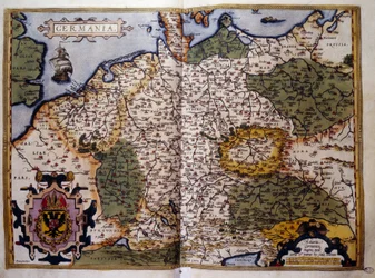 View of Prussia. Plate from an edition of “Theatrum Orbis Terrarum” by cartographer Abraham Ortelius (1527-1598)