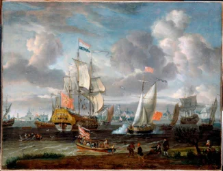 An English Yacht Saluting a Dutch Warship
