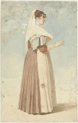 Standing Woman in Italian Costume, Facing Right