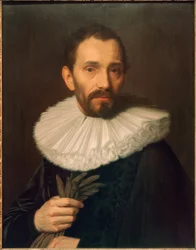 Portrait of a Man Holding Gloves, Slightly to the Left