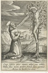 Kneeling Saint Before Christ on the Cross