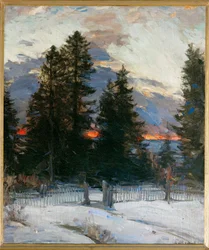 Sunset Over a Winter Landscape