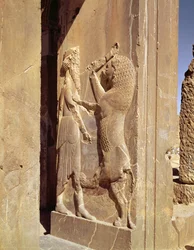 Darius fighting the lion, detail from the west entrance to the Palace of Darius the Great