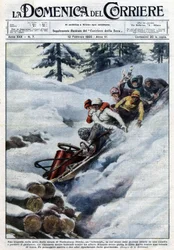 A tragedy on the snow: on the road from Vordenburg in Styria, a bobsleigh was found in a ravine. The driver was killed precipitating against a tree. The sleigh continued to run until one sec of wood. One of the passengers died and the others were seriously