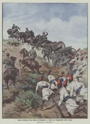 Harsh Advance of an Artillery Battery in Tripoli to Transport It to the Trenches