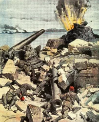 Battle of Dardanelles, Illustration from La Domenica del Corriere