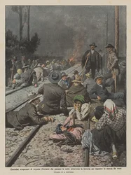 Striking Farmers of Argenta (Ferrara) Spending the Night on the Railway