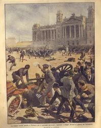 Fighting in Parliament Square During Budapest Rebellion