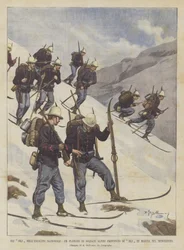 The SKJ in the National Army, A Platoon of Alpine Soldiers Equipped with SKJ Marching on Mont Cenis