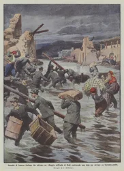 Italian Finance Guards Save a Village on the Island of Rhodes by Building a Dam