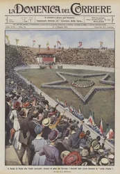 The Christmas of Rome at the National Stadium, in front of the Royal box, the children of the schools