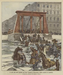 The collapse of the Egyptian bridge over the Fontanka River in St. Petersburg while the cavalry was passing