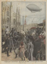The Private Airship Leonardo da Vinci Arrives for the First Time in Milan and Circles Above the Duomo to Applause