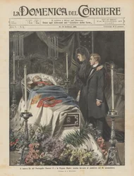 The New King of Portugal Manuel II and Queen Mother Amelia Before the Body of the Assassinated King
