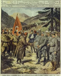 Italo-Turkish or Libyan War (1911-1912): Turkish army surrenders and gives up weapons to Italian General Ameglio at Rhodes, May 26