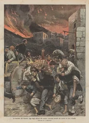 The Eruption of Vesuvius, Inhabitants Fleeing from the Vesuvian Towns Engulfed by Torrents of Lava