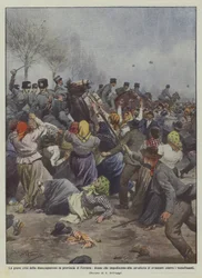 The serious unemployment crisis in the province of Ferrara, women preventing the cavalry