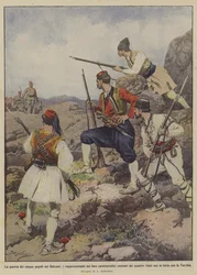 The war of the five peoples in the Balkans, the representatives in their characteristic costumes