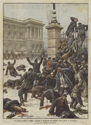 The popular revolt in Russia, killing of strikers in the Vassili Ostrof district of St. Petersburg