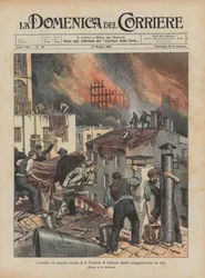 The fire in the Italian quarter of San Francisco, California, bravely extinguished with wine