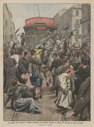 The Tram Strike in Milan, Strikers Trying to Prevent the Resumption of Service with Other Personnel