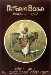 Mother making her baby drink cow